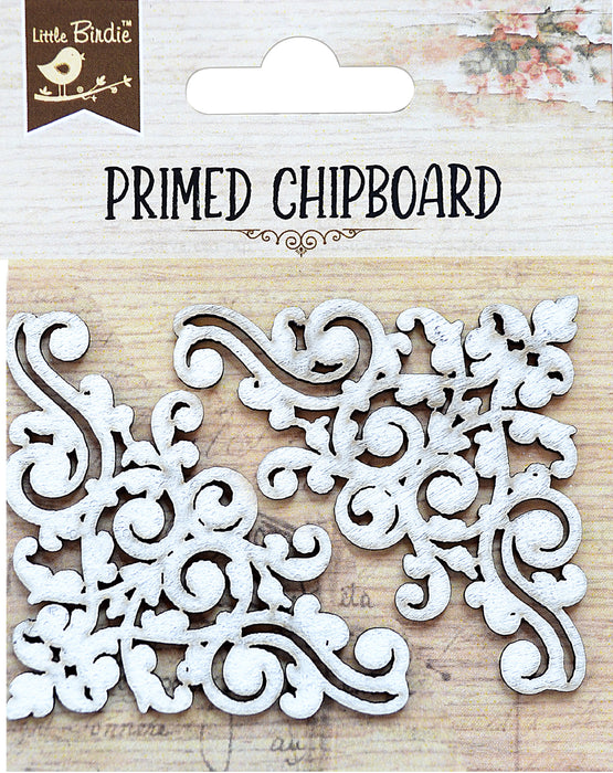 Laser Cut Primed Chipboard 2/Pkg-Damask Corner