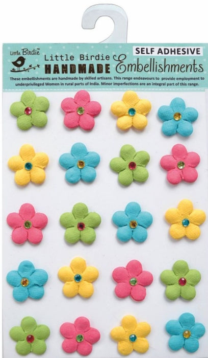 Jeweled Daisies Self-Adhesive Paper Flowers from Little Birdie