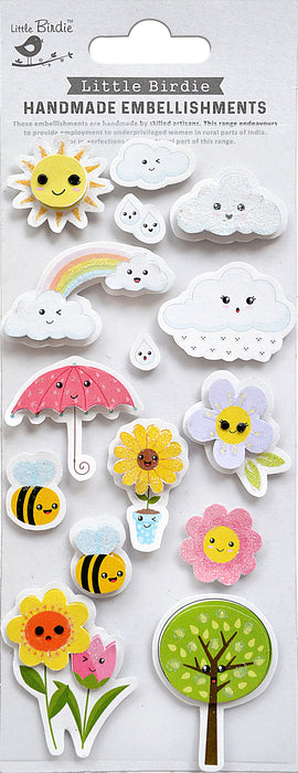 Sunshine 'N Clouds Handmade 3D Embellishments from Little Birdie