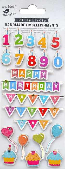 Birthday Themed Embellishment Stickers from Little Birdie