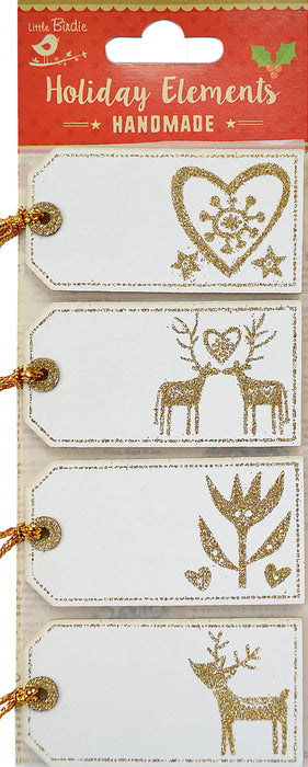 Little Birdie Christmas Tags 4/Pkg-Reindeer Love