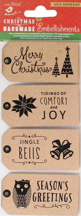 Self-Adhesive Printed Christmas Tags, 24 pack