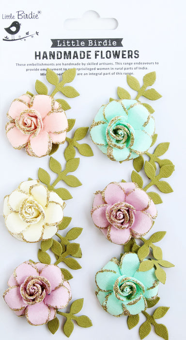 Pixie Rose Paper Flowers with Glitter Accents