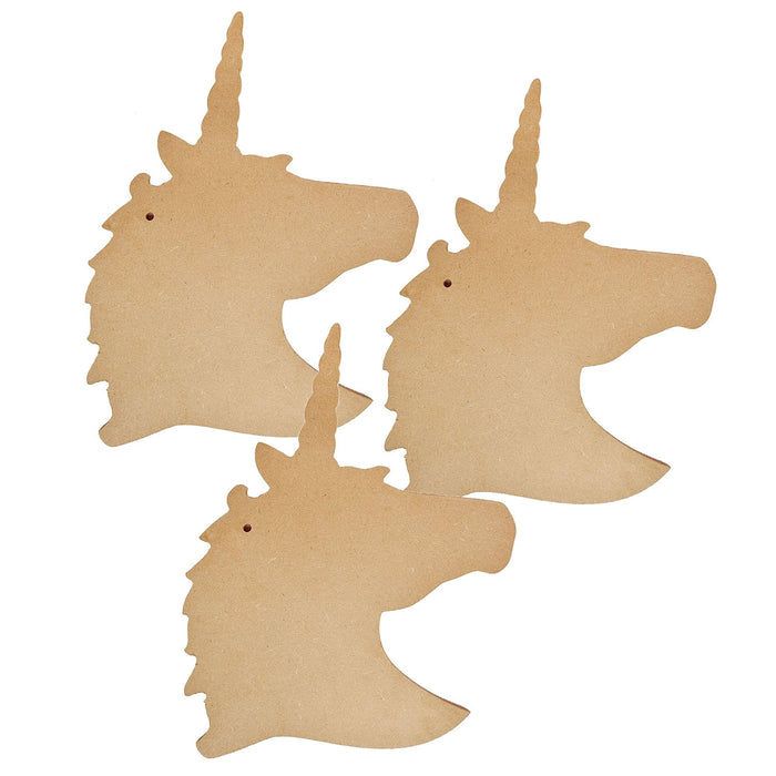 Pack of 3 - MDF Base Unicorn Head 10"X13"-Unicorn Head