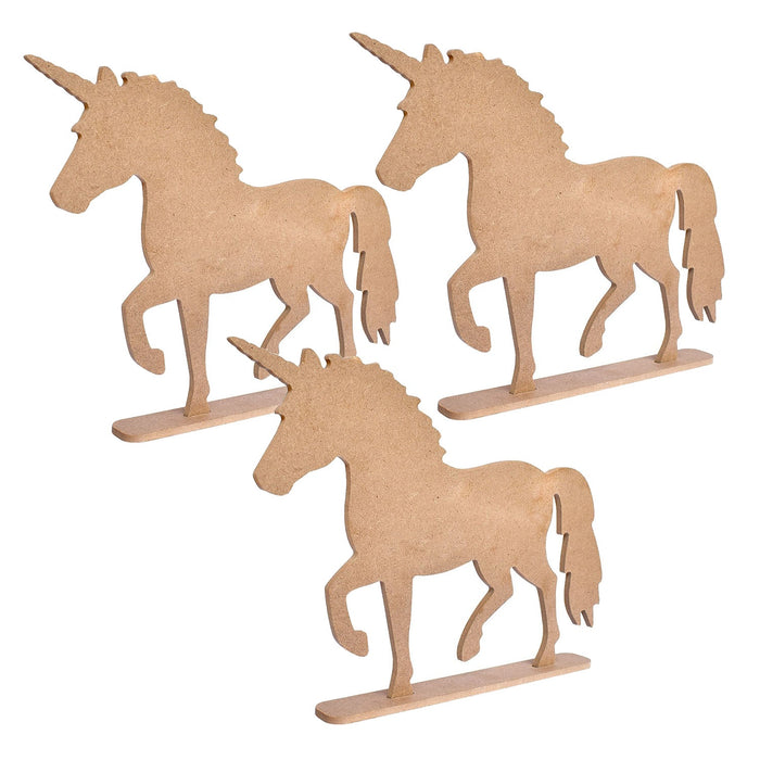 Pack of 3 - MDF Base Standing Unicorn 12"X9.5"-Standing Unicorn