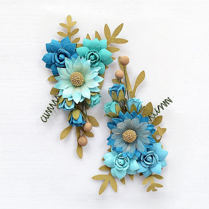 Pack of 3 - Fairy Rosa Paper Flowers 2/Pkg-Aqua Medley